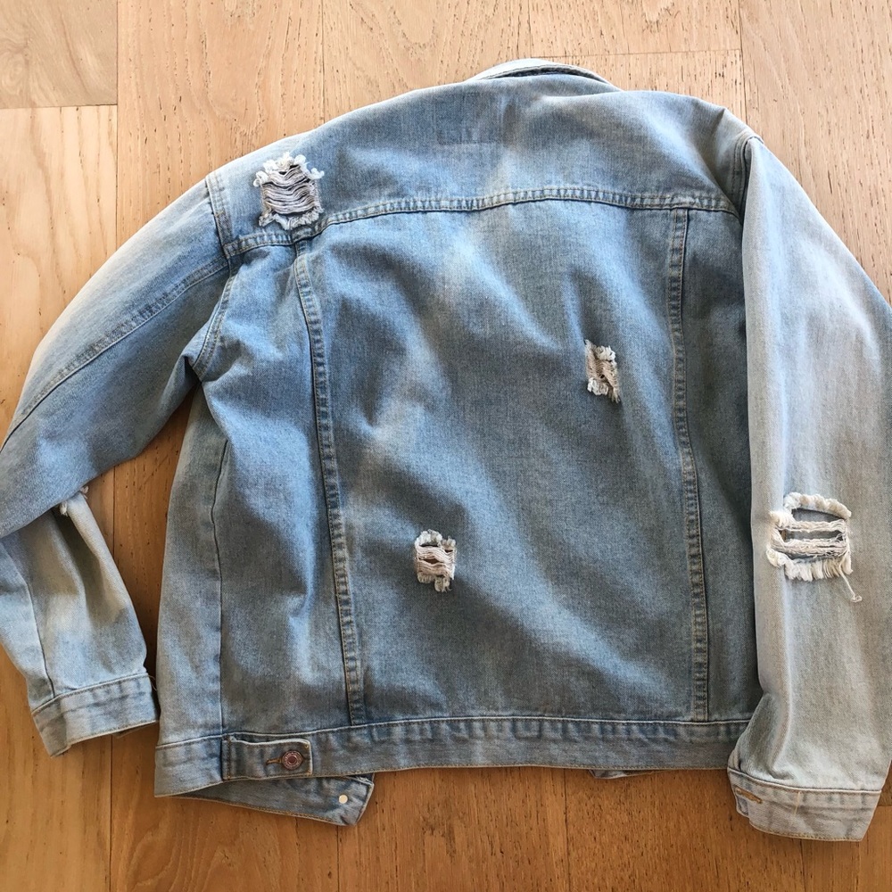 Blue Distressed Ripped Jean Jacket